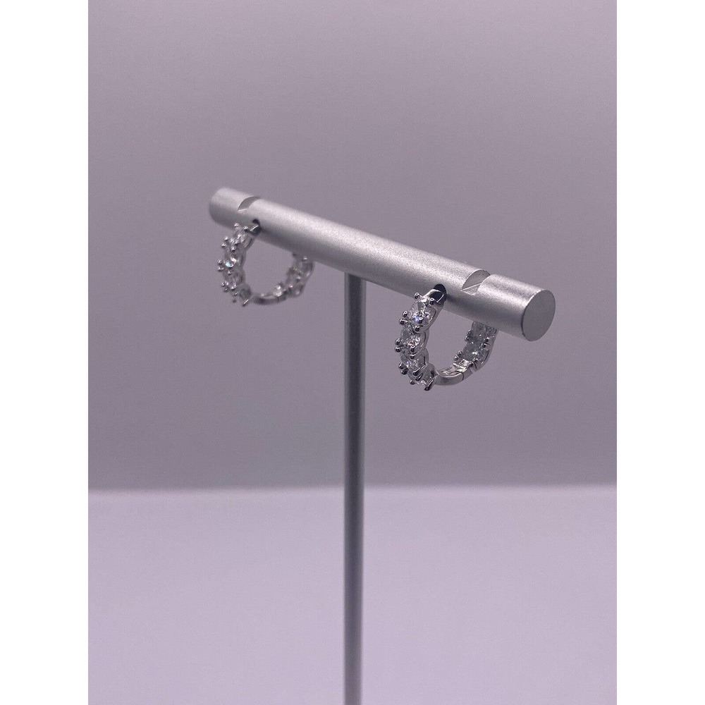 Hoop CZ Cluster Sterling Silver Earrings